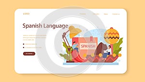 Spanish learning web banner or landing page. Language school