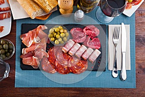 Spanish meat antipasto platter