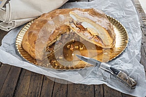 Spanish meat pie called hornazo