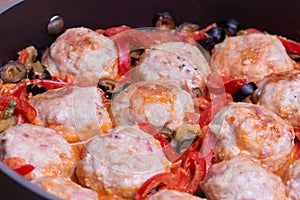 Spanish Meatballs albondigas with vegetables photo