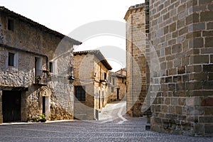 Spanish medieval city street houses detail