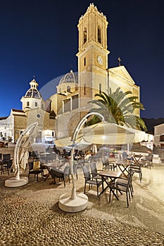 Spanish mediterranean picturesque village of Altea. Historic center by night