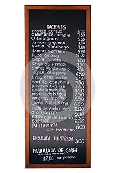 Spanish Menu