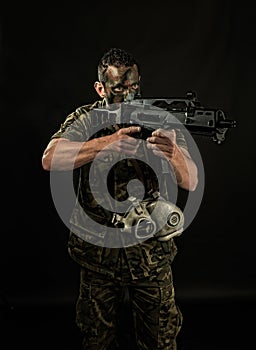 Spanish military with SMG photo