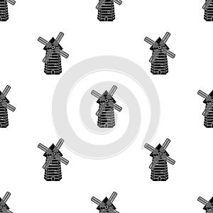 Spanish mill icon in black style isolated on white background. Spain country symbol stock vector illustration.