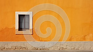 Spanish Modern Architecture: Orange Wall With White Square Window