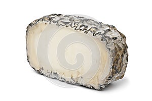 Spanish Monte Enebro artisan cheese close up isolated on white background photo