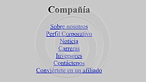 Spanish. Mouse Cursor Slides Over And Clicks Contact Us on Company Web Page. Device Screen View of Cursor Clicking Business Speak