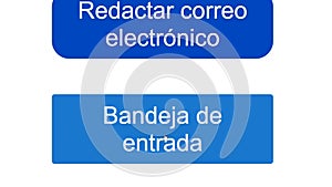 Spanish. Mouse Cursor Slides Over And Clicks Email Inbox. Device Screen View of Cursor Clicking E-mail Mail Box Online Software.