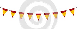 Spain bunting garland, string of red and yellow pennants, vector decorative element, Spanish National Day, Fiesta photo