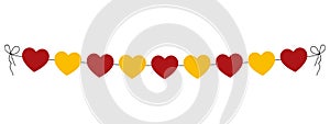 Spanish National Day, flag of Spain hearts garland, string of hearts decorative vector element, Fiesta Nacional de photo