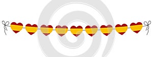 Spanish National Day, flag of Spain hearts garland, string of hearts for outdoor party, decorative vector illustration photo
