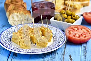 Spanish omelet, olives and tinto de verano photo
