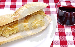 Spanish omelet Sandwich. Potatoes omelet.