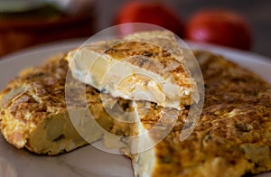 Spanish omelete in a plate