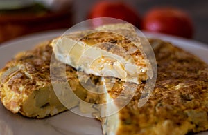 Spanish omelete in a plate photo
