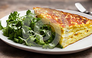 Spanish omelette with potatoes and onion, typical Spanish cuisine.