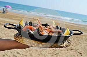 Spanish paella on the beach