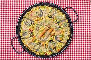 Spanish paella on a table