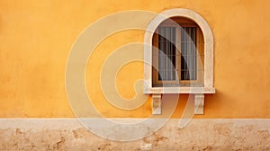 Spanish Palladian Architecture: A Stunning Arched Window On An Orange Wall