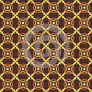 Spanish or Portuguese vector tile pattern, Lisbon floral mosaic, Mediterranean seamless brown ornament Ornamental tile background