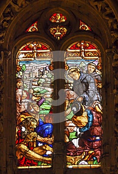 Spanish Priest Stained Glass Salamanca New Cathedral Spain