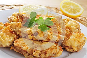 Spanish rebozado, battered and fried angler