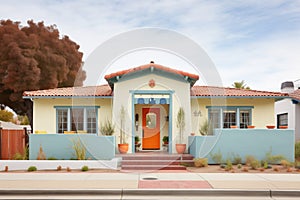 spanish revival home exterior with terracotta roof tiles