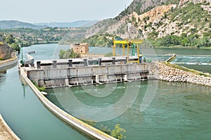 Spanish river Ebro with hydrological constructions