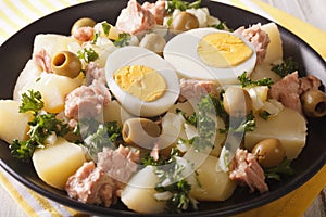 Espanol ensalada de cocido papas atún huevos 