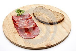 Spanish salamis with bread