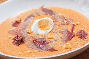 Spanish salmorejo gazpacho soup