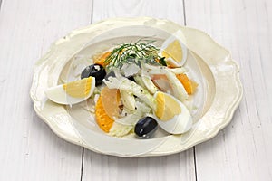 Spanish salt cod orange and olive salad