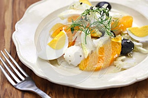 Spanish salt cod orange and olive salad