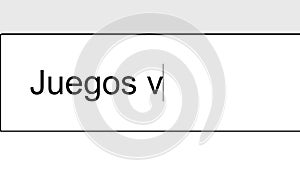 Spanish. Searching For Virtual Games Information in Search Bar Screen View. Searching For Interactive Video Game With Computer