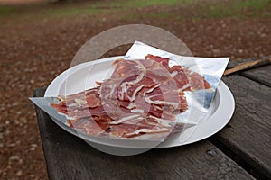 SPANISH SERRANO HAM CUT IN FINE RUSHERS