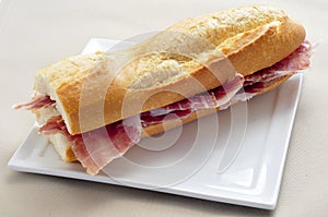 Spanish serrano ham sandwich photo