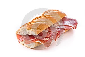Spanish serrano ham sandwich isolated