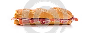 Spanish serrano ham sandwich isolated