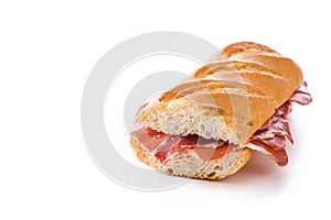 Spanish serrano ham sandwich isolated