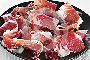 Spanish serrano ham served as tapas