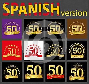 Spanish set of number fifty 50 years