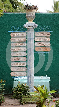 Spanish Sign Post at a Cuban Resort