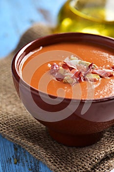 spanish slamorejo or porra, a cold tomato soup photo