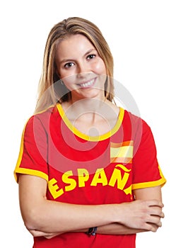 Spanish soccer fan with crossed arms