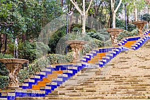 Spanish stairs in Montjuic Barcelona Catalonia