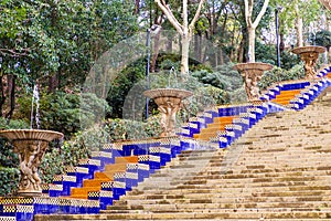 Spanish stairs in Montjuic Barcelona Catalonia photo