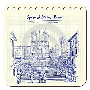 Spanish Stairs sketch on a notepad BG