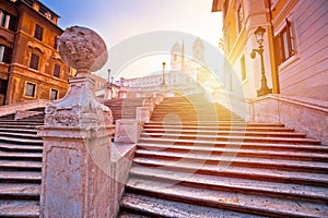 Spanish steps famous landmark of Rome morning sunrise view