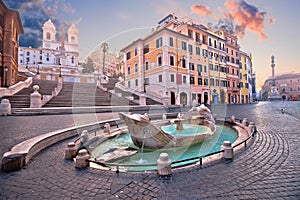 Spanish steps famous landmark of Rome morning view